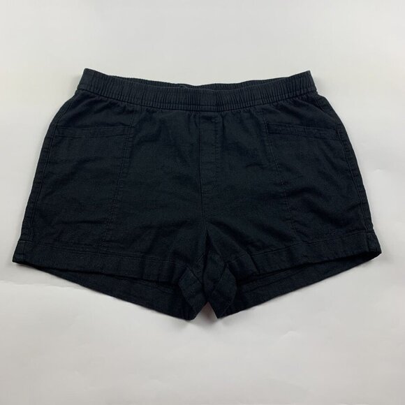 Old Navy Black Linen Blend High Rise Pull On Shorts M - Picture 1 of 5